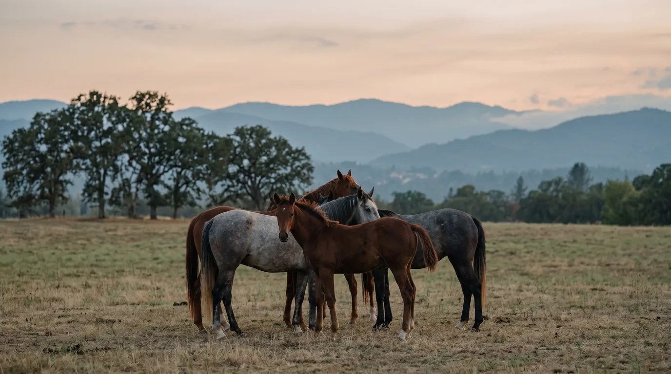 Chevaux en liberté, Pension des Briches, Isère